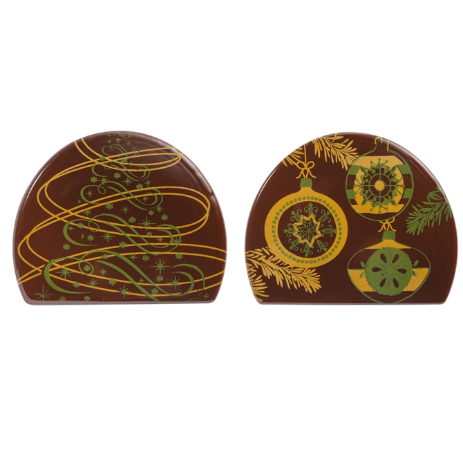 2 Punte di Tronco di Abete / Palla (7 cm) - Cioccolato 