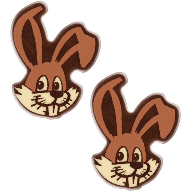 2 Teste di Coniglio (4, 8 cm) - Cioccolato bianco 