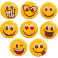 8 Placchette Happy Faces (2 cm) - Cioccolato Bianco