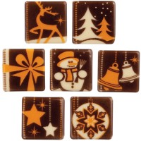 6 Quadrati Natalizi Piccoli (2,4 cm) - Cioccolato Bianco