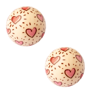 2 sfere di cuore cave 3D (Ø 2,7 cm) - Cioccolato bianco