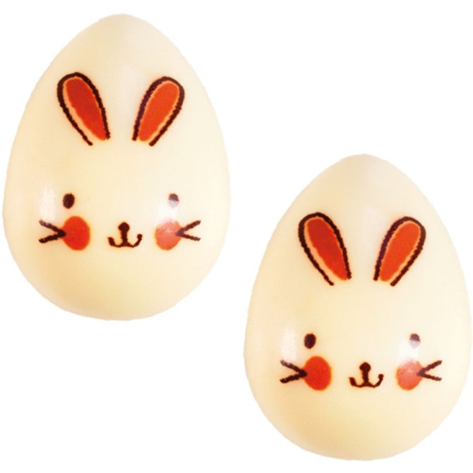 2 uova di Pasqua Coniglio 3D (3, 5 cm) - Cioccolato bianco 