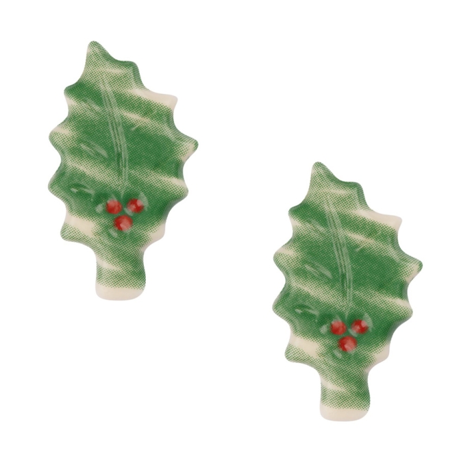 2 Foglie di Agrifoglio (4, 8 cm) - Cioccolato bianco 
