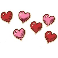 6 piccoli cuori rosa e rossi (2,1 cm) - cioccolato bianco