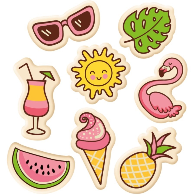 Set di 8 decorazioni da spiaggia (3 cm) - Cioccolato bianco 