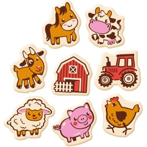 Set di 8 decorazioni a tema fattoria (3,2 cm) � Cioccolato bianco