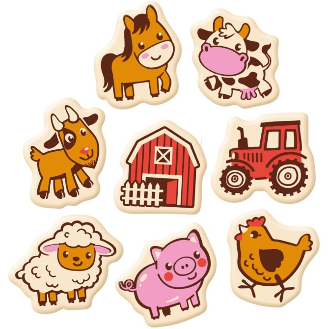 Set di 8 decorazioni a tema fattoria (3, 2 cm) � Cioccolato bianco 