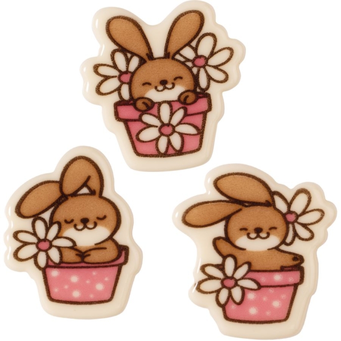 4 decorazioni a forma di coniglio bianco (2, 7 cm) � Cioccolato bianco 