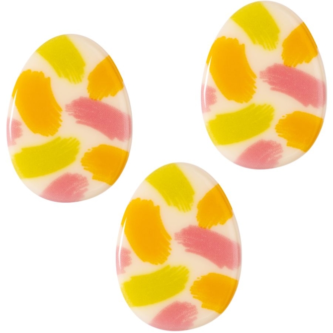 3 piccole uova di Pasqua decorate (2, 6 cm) � Cioccolato bianco 
