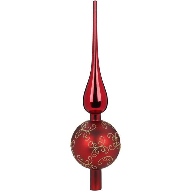 Puntale Albero di Natale Rosso / Oro (30 cm) - Vetro 