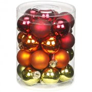 28 Mini palle rosso/verde/arancione (3 cm) - Vetro