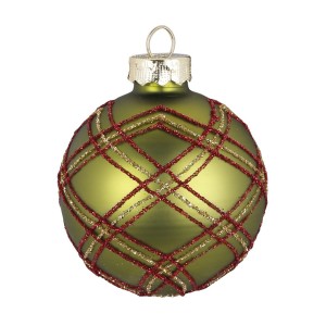 Palla di Natale Tartan verde (6 cm) - Vetro
