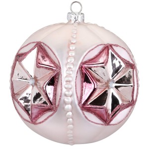 Palla di Natale Stella Rosa Bijou (10 cm) - Vetro