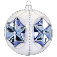 Maxi Palla di Natale con Stelle Blu Bijou (10 cm) - Vetro