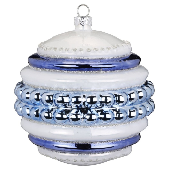Maxi Palla di Natale con Perle Blu Bijou (10 cm) - Vetro 