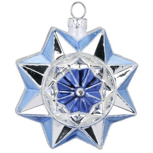 Palla di Natale con Stelle Blu Bijou (8 cm) - Vetro