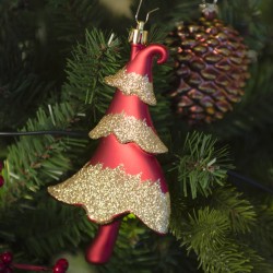 4 Addobbi Natalizi Albero di Natale Rosso / Oro (14 cm) - Plastica. n1