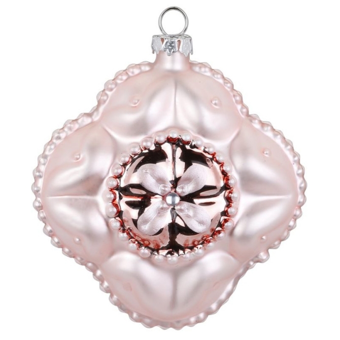 Palla di Natale Fiore Regale Rosa Bijou (8 cm) - Vetro 