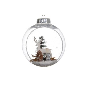 2 Palle di Neve Aperte Renna (10 cm) - Plastica