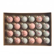 24 mini palline dell'Avvento blu/rosa (3 cm) - Vetro
