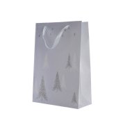 Gift Bag Grande Alberi di Natale Argentati/Cielo Stellato (42 cm)