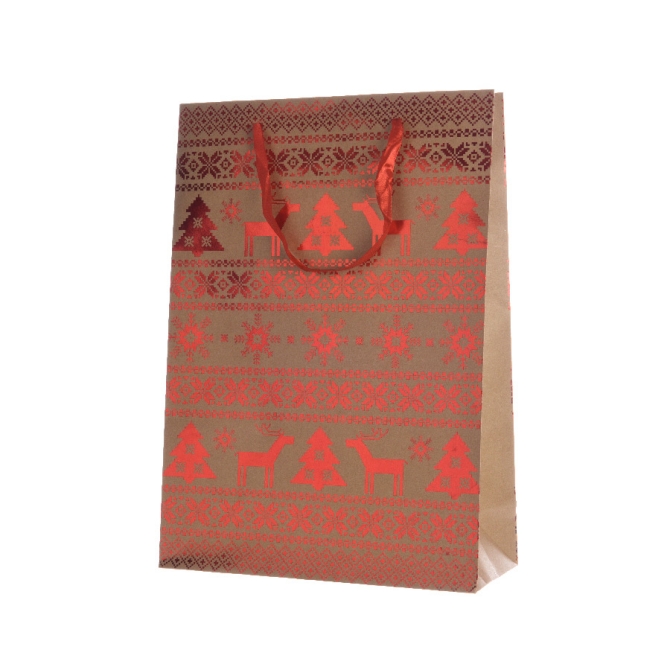 Gift Bag Grande Renna Rossa / Carta Grezza (42 cm) 