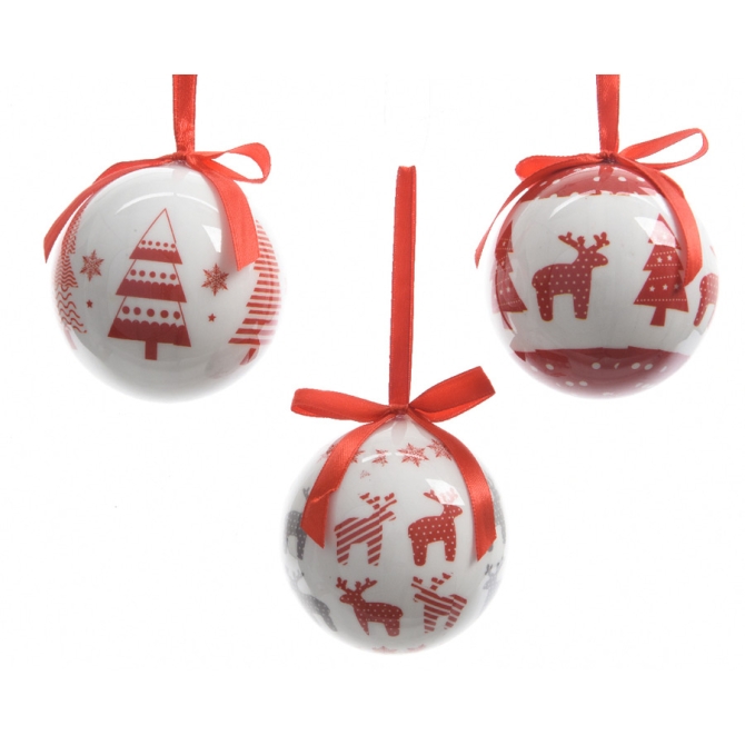7 Palle di Natale Renna e Albero di Natale (7, 5 cm)  +  Confezione 