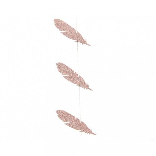 Festone con Piccole Piume Rosa Glitter (150 cm) - Plastica 