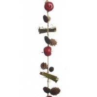 Festone di Natale Natura con Pigne, Mele e Fascine (95 cm)