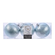 3 Palle di Natale in Rilievo Blu Smerigliato(8 cm)