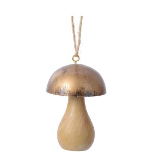 1 Addobbo Natalizio Funghi Rotondi (7,5 cm) - Legno