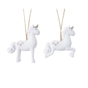 1 Addobbo Natalizio Unicorno Bianco (8,5 cm)