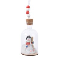 1 Decorazione da appendere Bottiglia Pupazzo di Neve (12 cm) - Vetro / Resina
