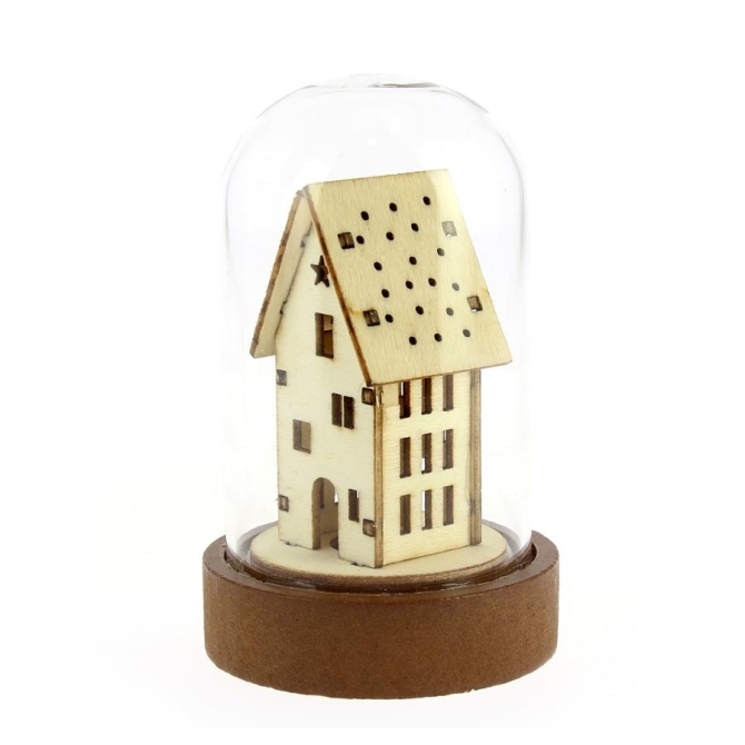 Piccola Campana Luminosa Casa Alta (9 cm) - Vetro / Legno 