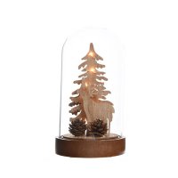 Grande Campana Luminosa Renne Pigne (18,5 cm) - Vetro/Legno