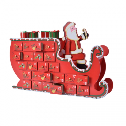 Calendario dell Avvento Slitta di Babbo Natale (35 cm) - Legno 