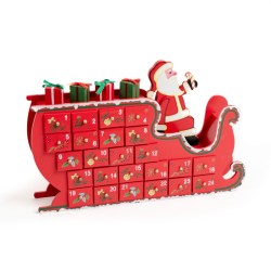 Calendario dell Avvento Slitta di Babbo Natale (35 cm) - Legno. n1