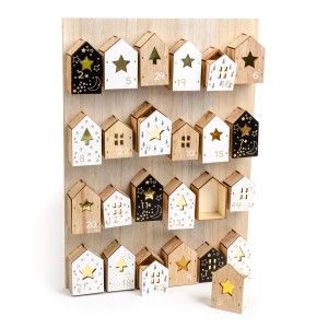 Calendario dell'Avvento con piccole Casette (45cm) - Legno