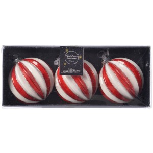 3 Palline di Natale - Rosso e bianco