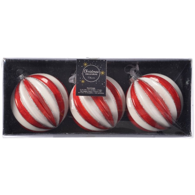 3 Palline di Natale - Rosso e bianco 