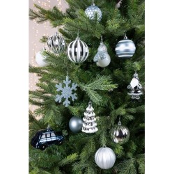 Set di 25 decorazioni Albero di natale - blu e argento. n2