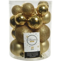 Misto 20 Palline infrangibili oro - Glitter-opaco-lucido
