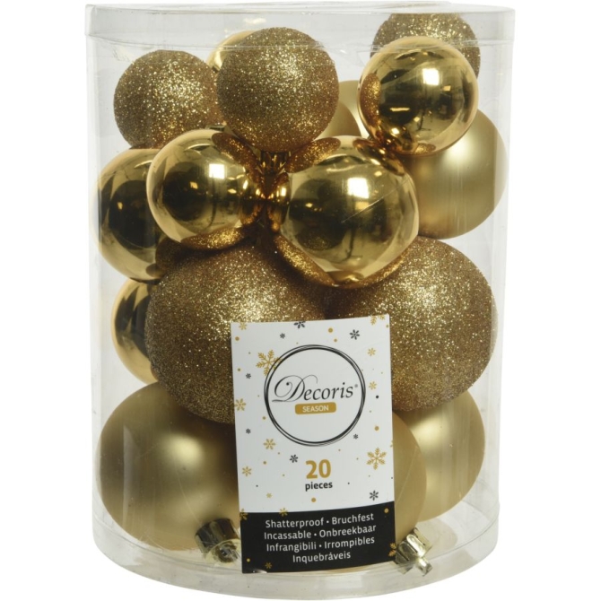 Misto 20 Palline infrangibili oro - Glitter-opaco-lucido 