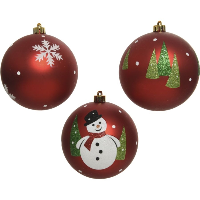3 palle di Natale infrangibili: neve / abete / pupazzo di neve 
