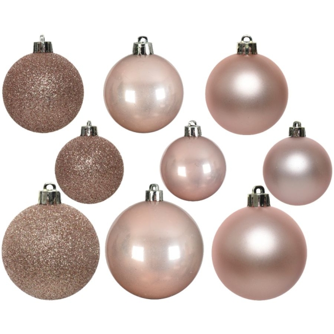 Misto 20 palline infrangibili rosa cipria - Glitter-opache-lucide 