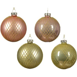 1 Sfera di vetro con linee incrociate dorate