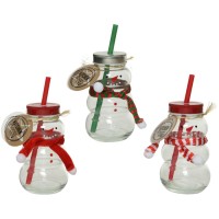 Tazza in vetro con pupazzo di neve