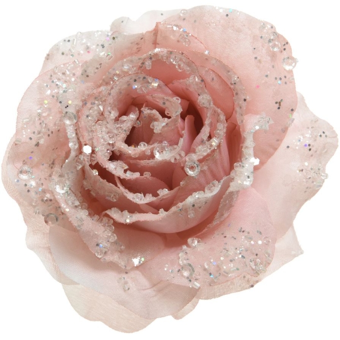 Clip con rosa su glitter - Rosa cipria 