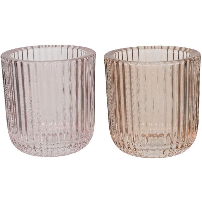2 portacandele spruzzati di colore trasparente 