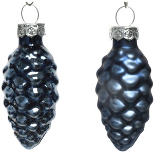 12 pigne blu notte 6 cm - vetro lucido/opaco